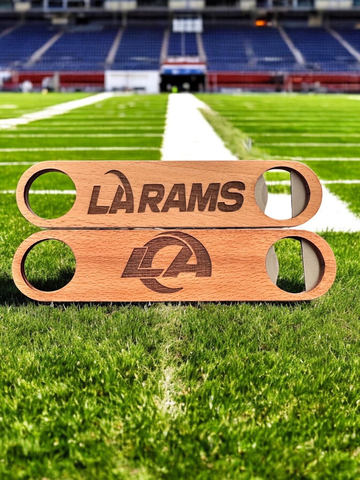 L.A. Rams Bottle Opener. Laser Engraved