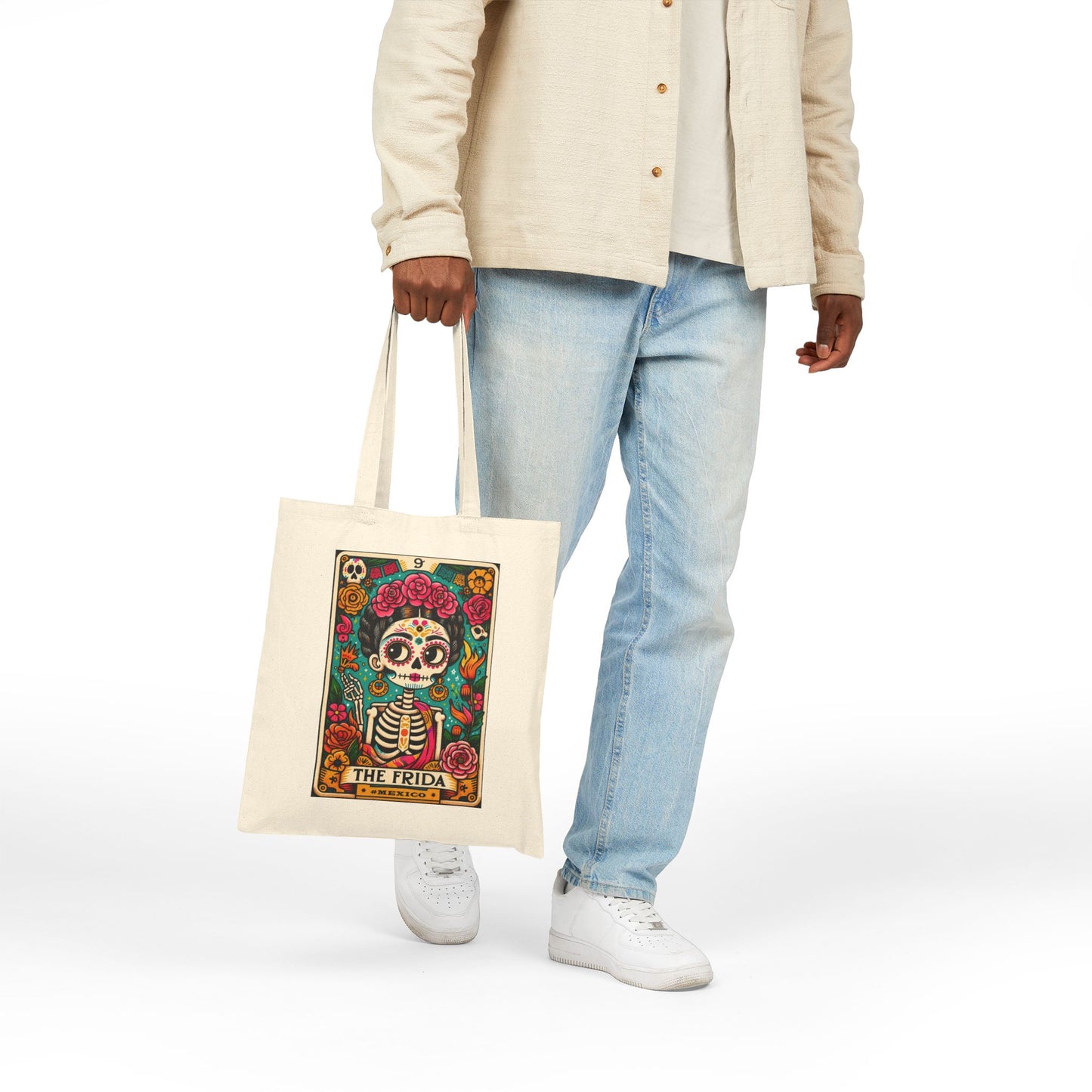 Canvas Tote Bag – Colorful Día de Los Muertos Skull