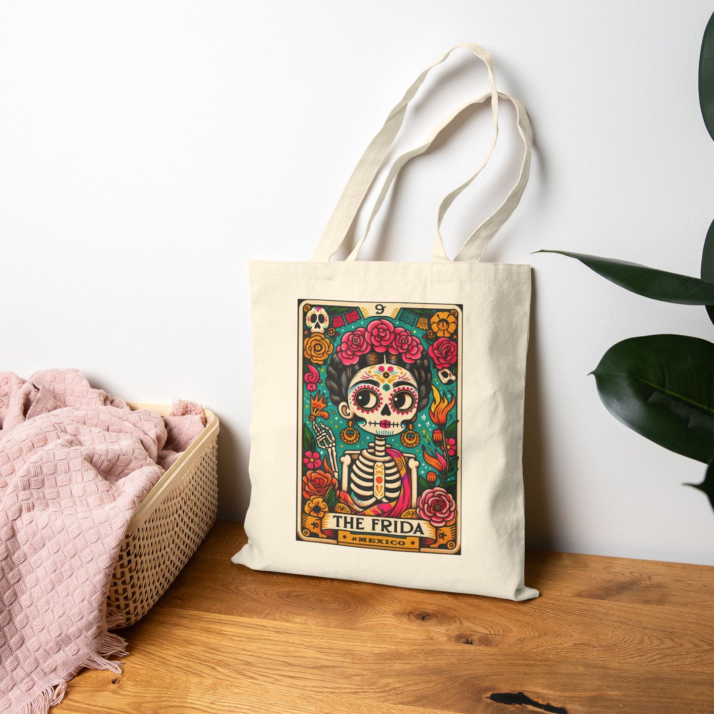 Canvas Tote Bag – Colorful Día de Los Muertos Skull