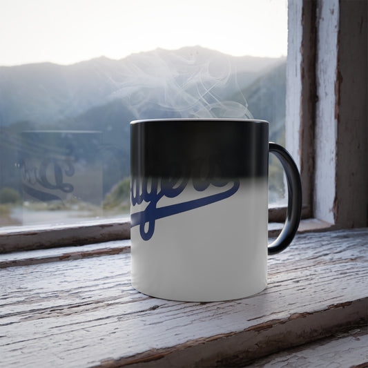 11 oz Color-Changing Ceramic Mug – Blue Script