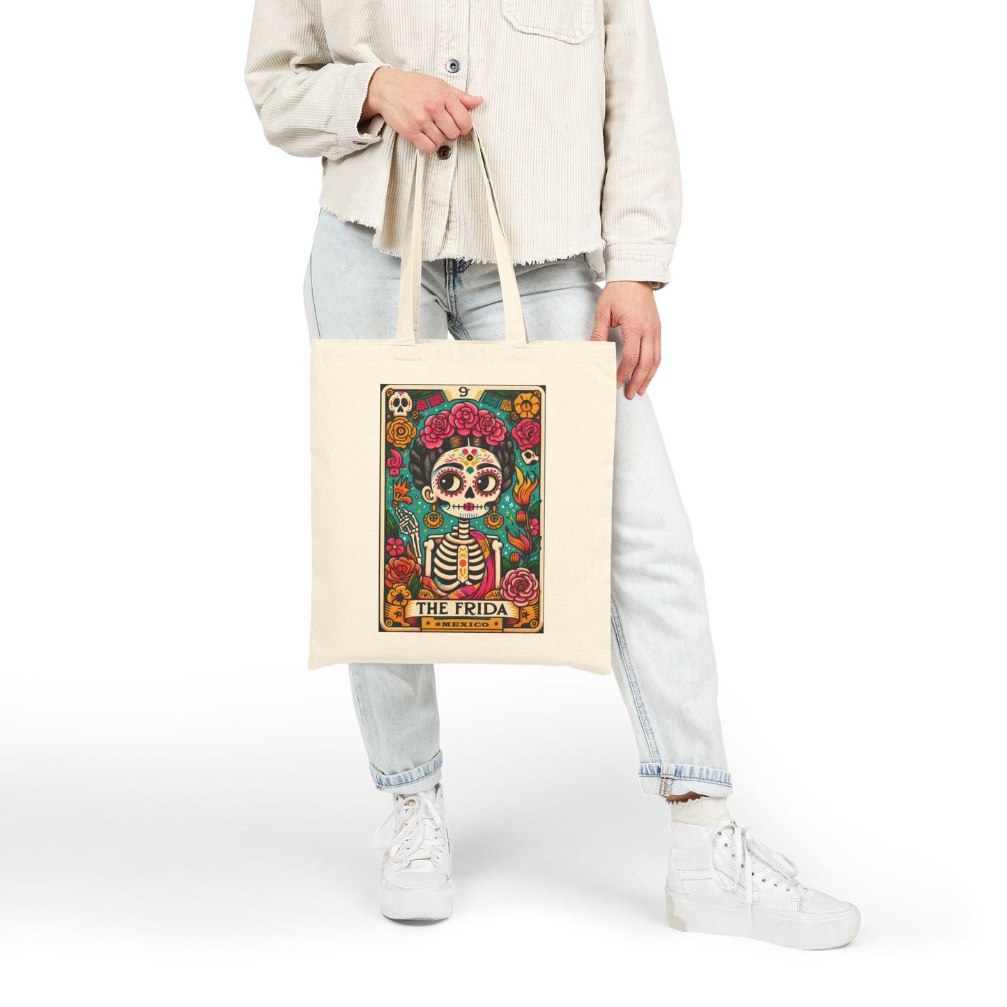 Canvas Tote Bag – Colorful Día de Los Muertos Skull
