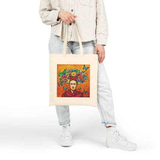 Canvas Tote Bag – Floral Folk Art Portrait
